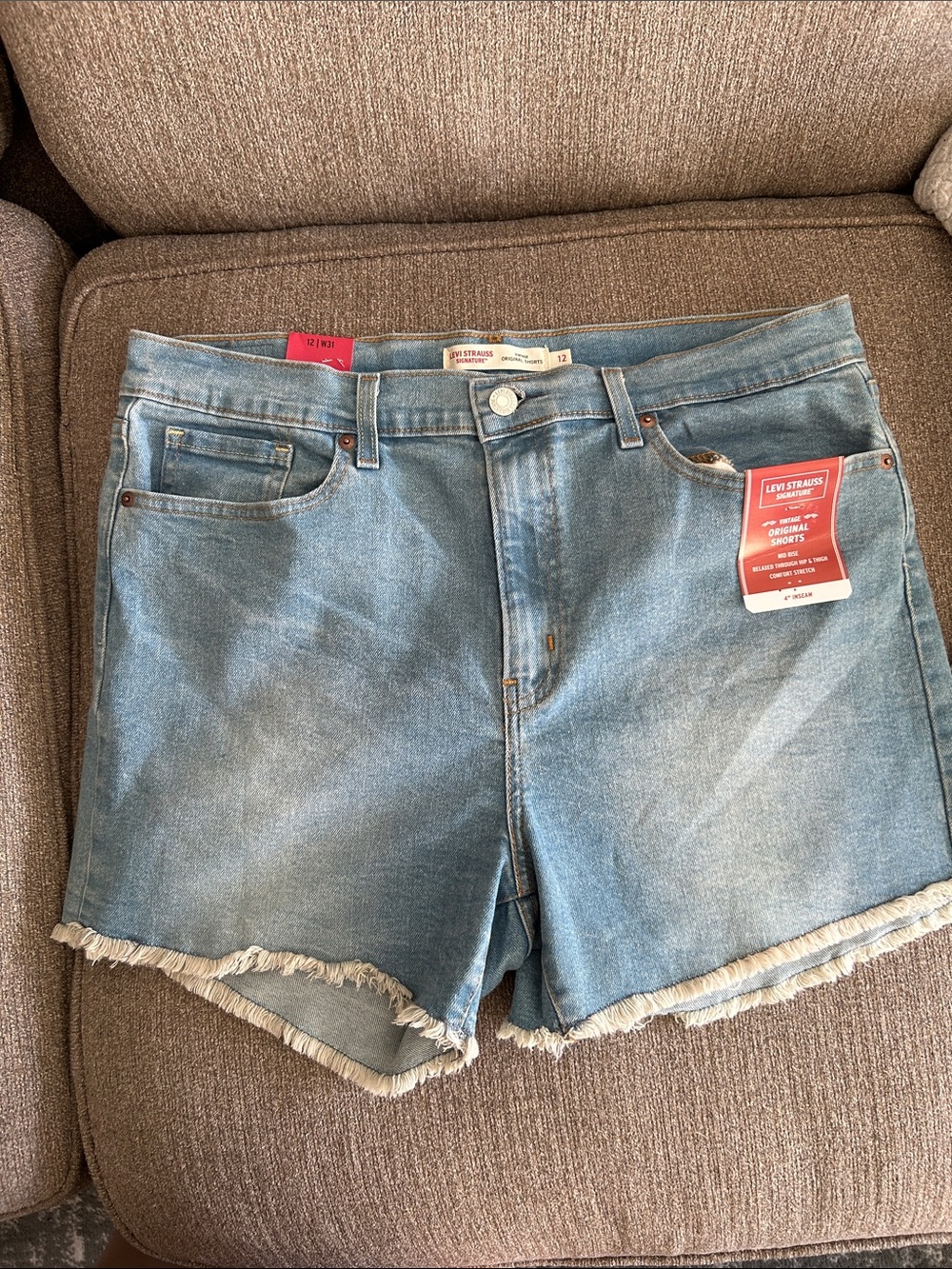 Levi's Blue Denim Frayed Hem Women's Shorts